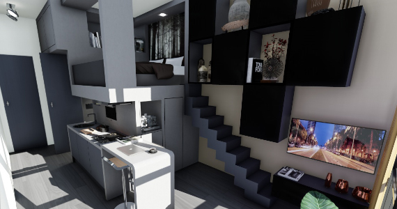 MyLoftBox Prefab micro appartement, ontwikkeld door Stadsheeren in Utrecht.
